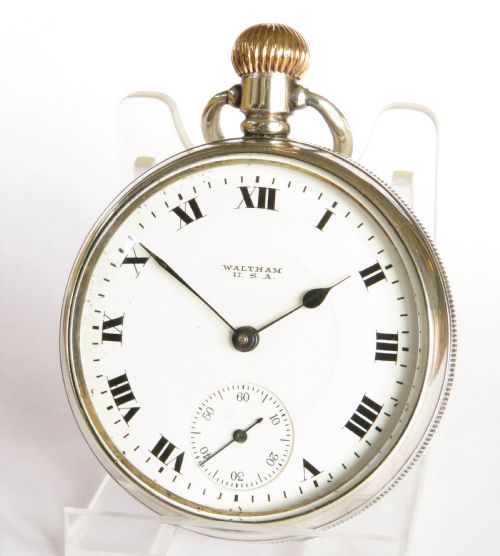 1918 Silver Waltham Vanguard Railroad Grade Pocket Watch