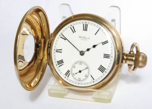 fig 1. Antique Waltham half hunter high grade pocket watch, 1919.