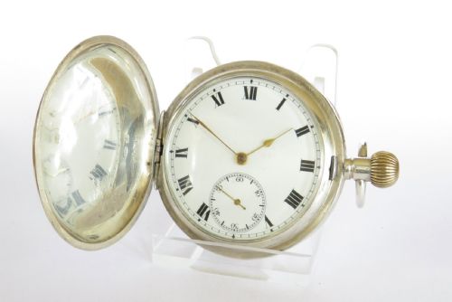 Antique Silver Full Hunter Pocket Watch, 1918
