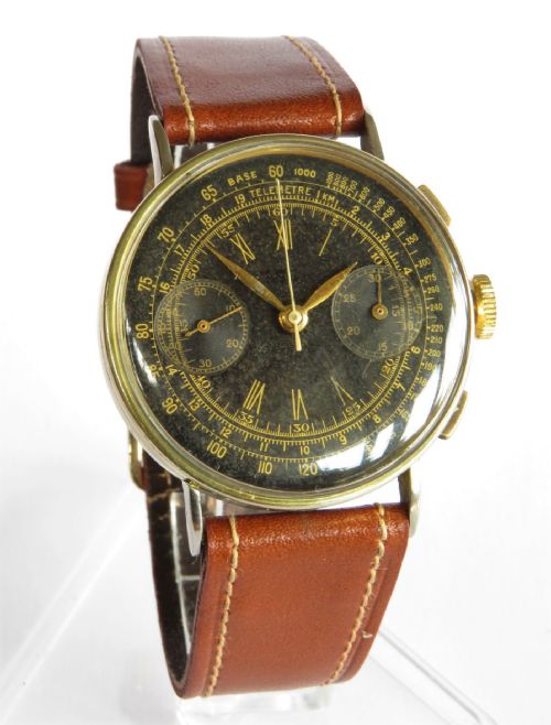 fig 1. Gents 1940s Valjoux chronograph wrist watch