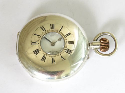 Antique Silver English Half Hunter Pocket Watch