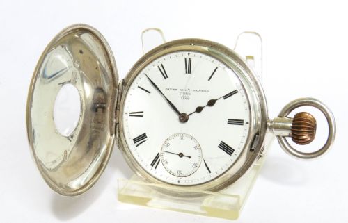 fig 1. Antique silver English half hunter pocket watch