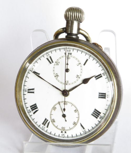 Antique Gun Metal Chronograph Pocket Watch