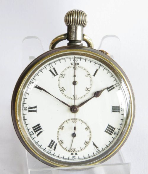 fig 1. Antique gun metal chronograph pocket watch