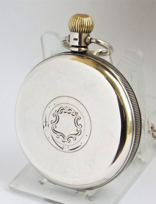 fig 1. 1930 silver Buren pocket watch and chain.