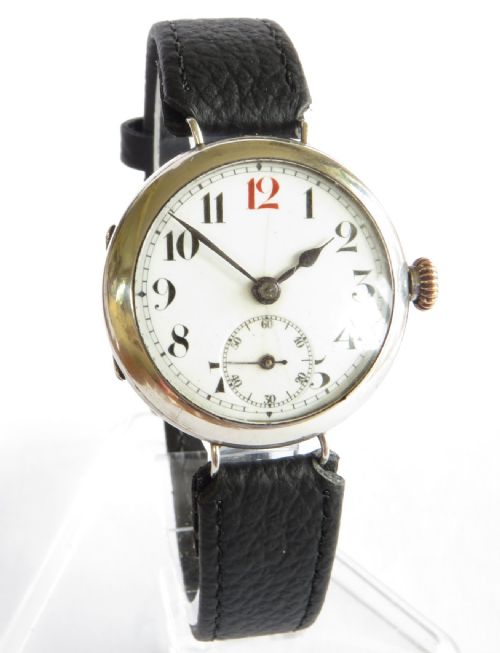 fig 1. Gents antique silver wrist watch, 1913