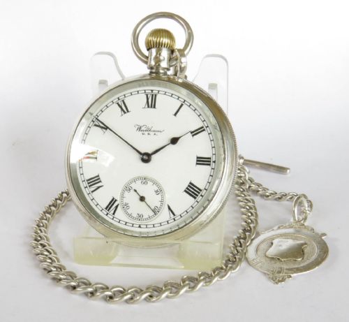 Antique Silver Waltham Pocket Watch and Chain