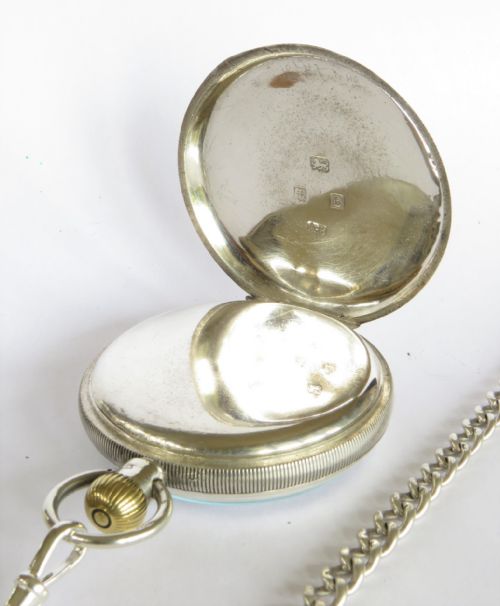 fig 3. Antique silver Waltham pocket watch and chain
