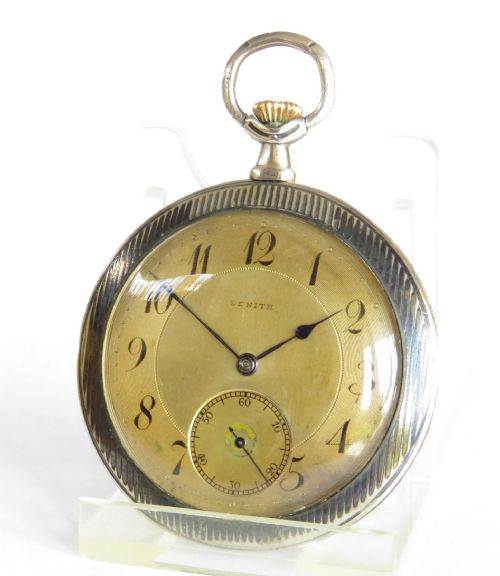 Antique Zenith Pocket Watch with Niello Case, 1914