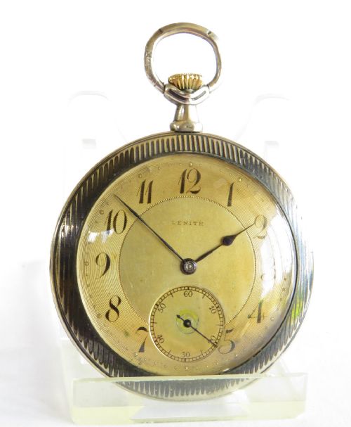 fig 1. Antique Zenith pocket watch with niello case, 1914