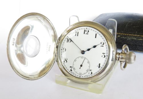 fig 1. Antique silver Cyma half hunter pocket watch