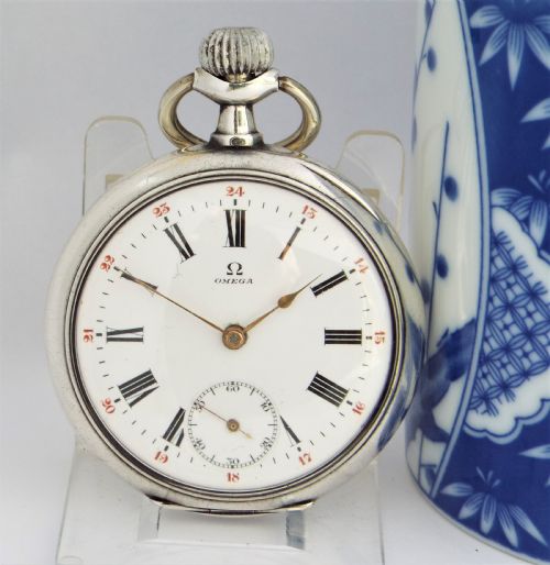 Antique Silver Omega Pocket Watch.