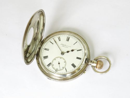 fig 2. Antique silver half hunter J W Benson pocket watch