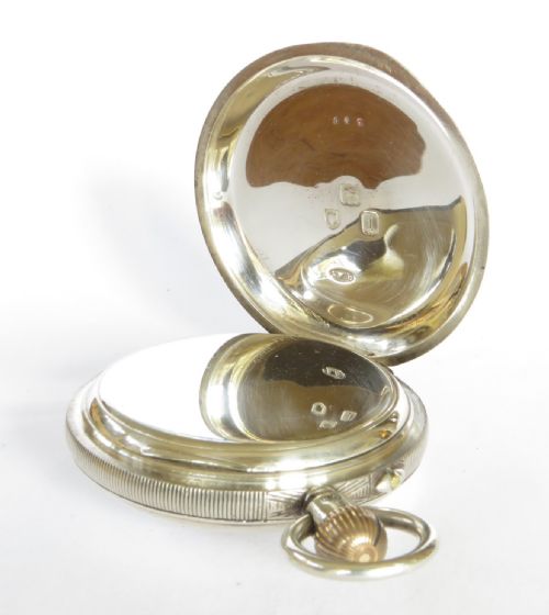 fig 3. Antique silver half hunter J W Benson pocket watch