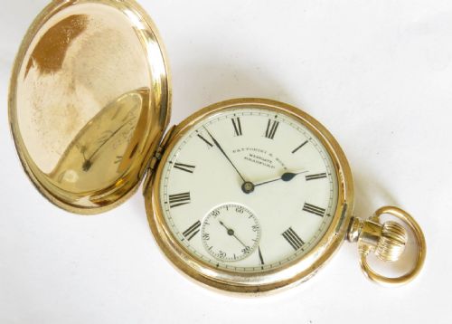 fig 1. Antique Waltham Traveler full hunter pocket watch