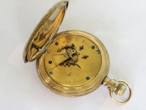 fig 3. Antique full hunter pocket watch, US Watch Co
