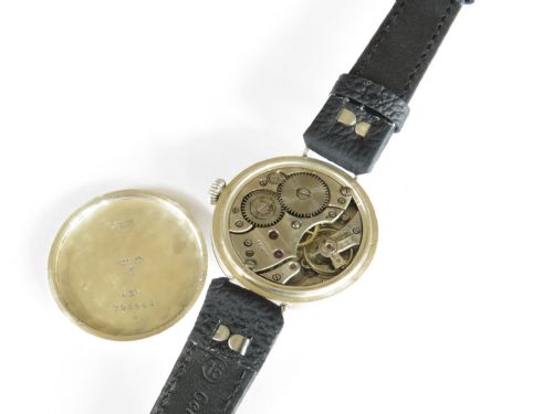 fig 3. Gents 1918 antique silver half hunter trench watch