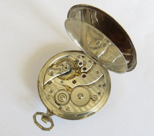 fig 1. Silver 1930s Art Deco Silvana pocket watch