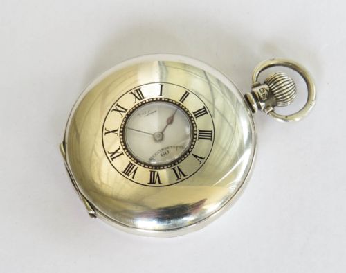Silver Vertex Half Hunter Pocket Watch