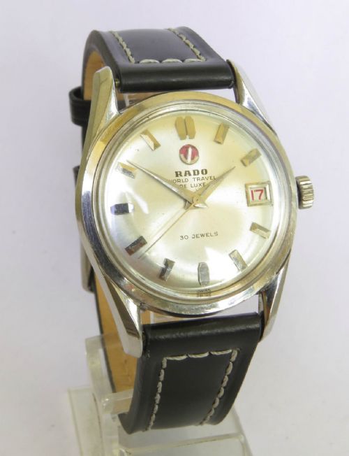 fig 1. Gents 1960s Rado World Travel De Luxe wrist watch