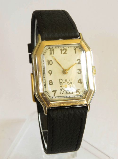 Gents 9ct Gold Art Deco Wrist Watch, 1930