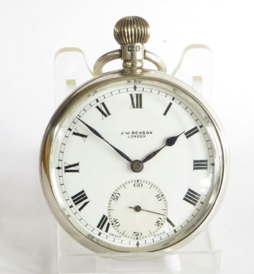 fig 1. Silver J W Benson pocket watch, 1930