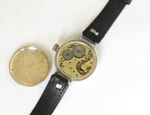 fig 2. Gents antique silver trench watch, 1915