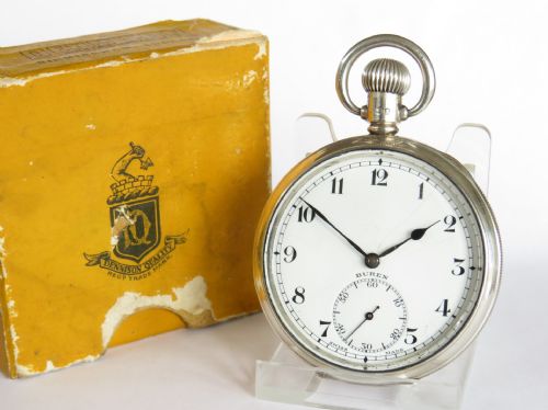 Silver Buren Grand Prix Pocket Watch, 1937