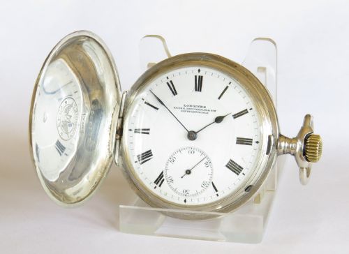 Antique Silver Longines Full Hunter Pocket Watch, C1908