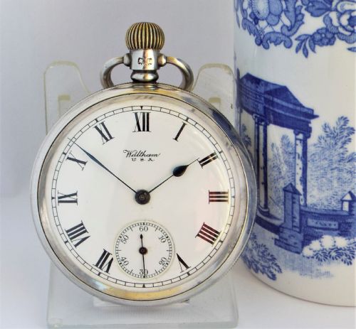 Antique Silver Waltham Pocket Watch, 1928.