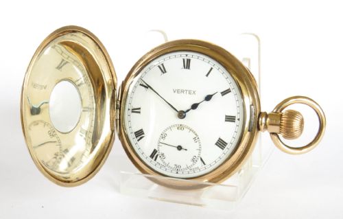 fig 1. 1930s Vertex Revue half hunter pocket watch
