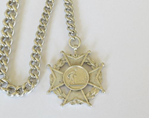fig 1. Heavy antique silver watch chain and fob