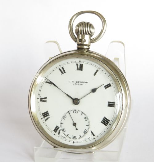 Antique Silver Cyma Pocket Watch for J W Benson, 1935
