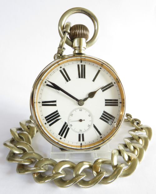 fig 1. Antique Goliath pocket watch and chain