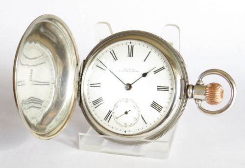 Antique Silver Waltham Full Hunter Pocket Watch