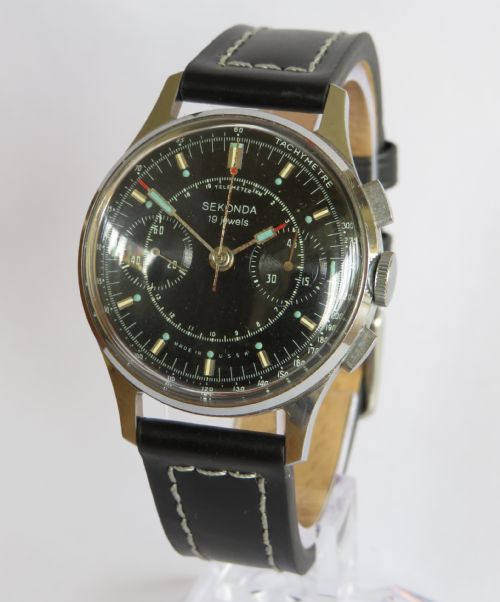 Gents 1960s Sekonda Strela 3017 Cosmonaut Chronograph Wrist Watch