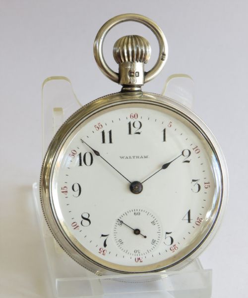 fig 1. Antique silver Waltham Riverside with two tone movement