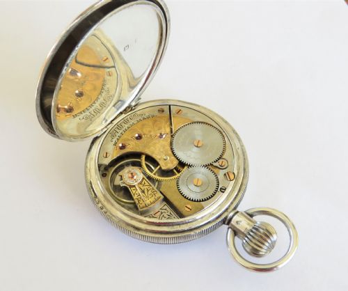 fig 2. Antique silver Waltham Riverside with two tone movement