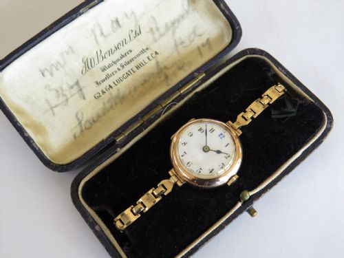 Ladies 9ct Gold Visible Wrist Watch, 1924