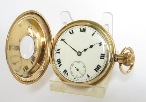 fig 1. 1920s Langendorf half hunter pocket watch