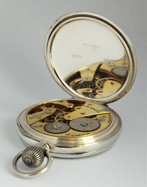fig 2. Antique silver Cyma pocket watch for J W Benson, 1936.