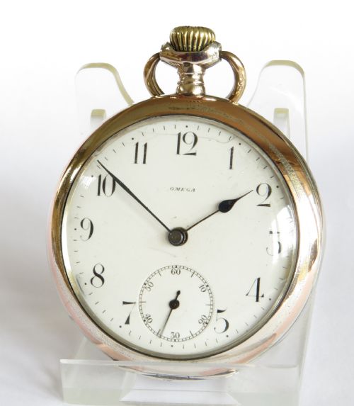 fig 1. Antique silver Omega pocket watch.