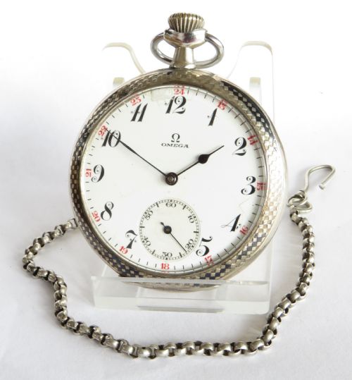 Antique 1920s Omega Pocket Watch with Chain