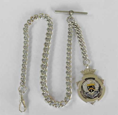 Antique Silver Pocket Watch Chain and Oldham Fob