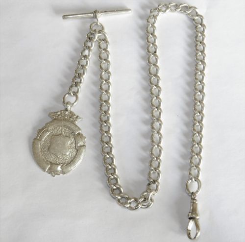 Silver Pocket Watch Chain and Fob, Saxmundham