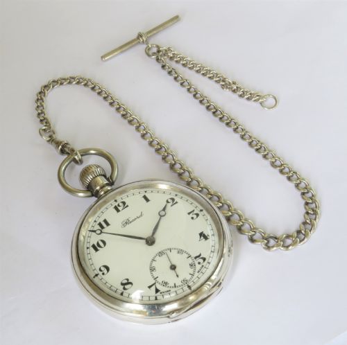 fig 1. Antique silver Record pocket watch and chain
