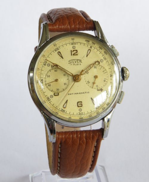 fig 1. Gents 1950s “Silver” chronograph wrist watch by Antoremi