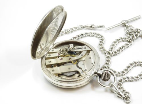fig 3. Antique 1932 silver high grade pocket watch with chain