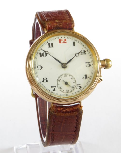 fig 1. Gents 9ct gold Borgel cased wrist watch, 1923