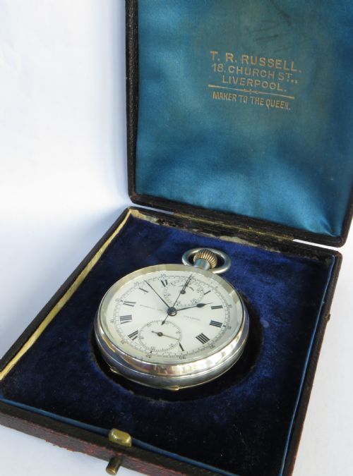 fig 1. Antique silver Stauffer chronograph for Thomas Russell